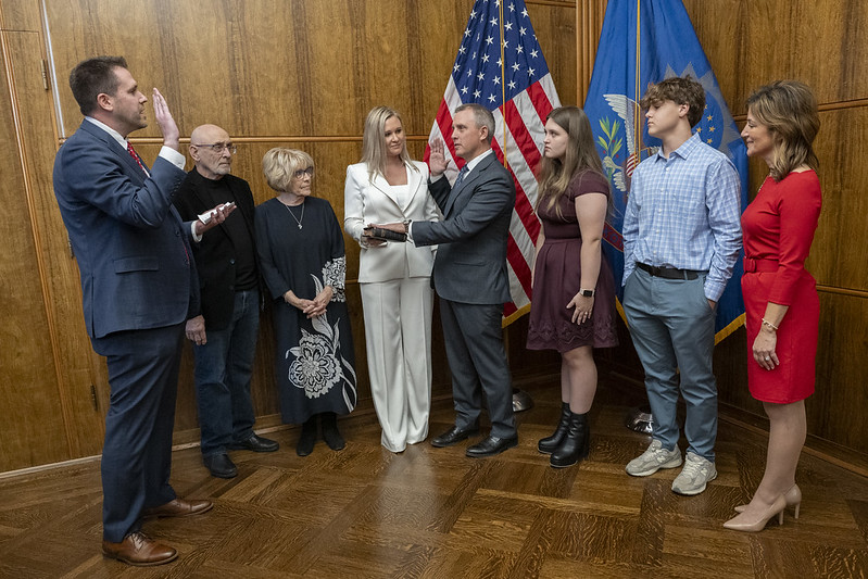 Governor Kelly Armstrong being sworn in as governor